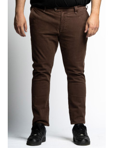 Pantalone chinos in cotone stretch con microfantasia P26052