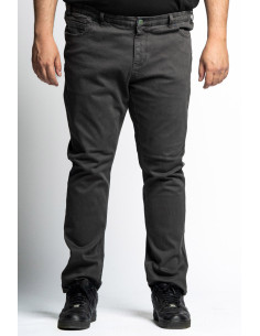 Pantalone 5 tasche stretch tinto capo effetto used con inserto fantasia P26061