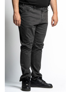 Pantalone 5 tasche stretch tinto capo effetto used con inserto fantasia P26061 2