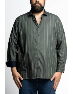 Camicia in puro cotone a righe verticali con interno polsi a contrasto P26022