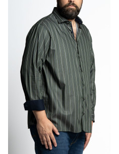 Camicia in puro cotone a righe verticali con interno polsi a contrasto P26022 2