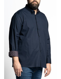Camicia in cotone stretch tinta unita con interno polsi a fantasia P26023 2