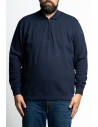 Polo manica lunga in tessuto operato con zip e collo classico P26079