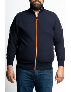 Felpa full zip in costina con collo alto M26W108